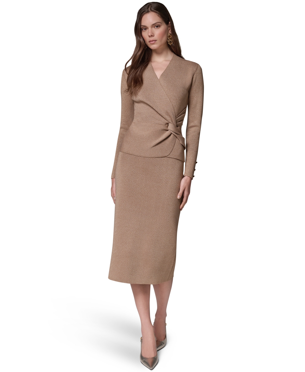Donna Karan New York Women's V-Neck Long-Sleeve Fitted Sweater