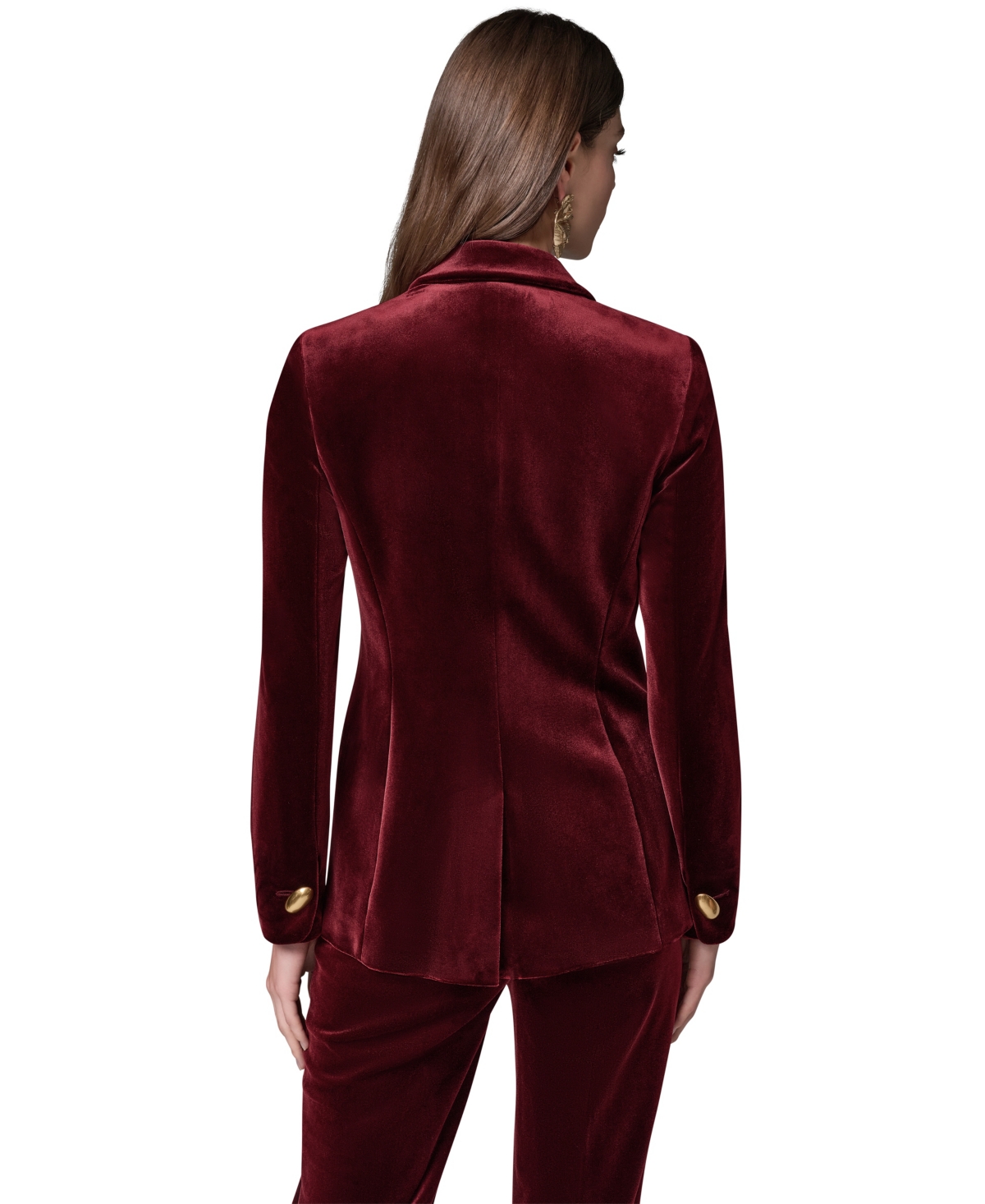 Donna Karan New York Women's Classic Velvet 1-Button Shoulder-Padded Blazer