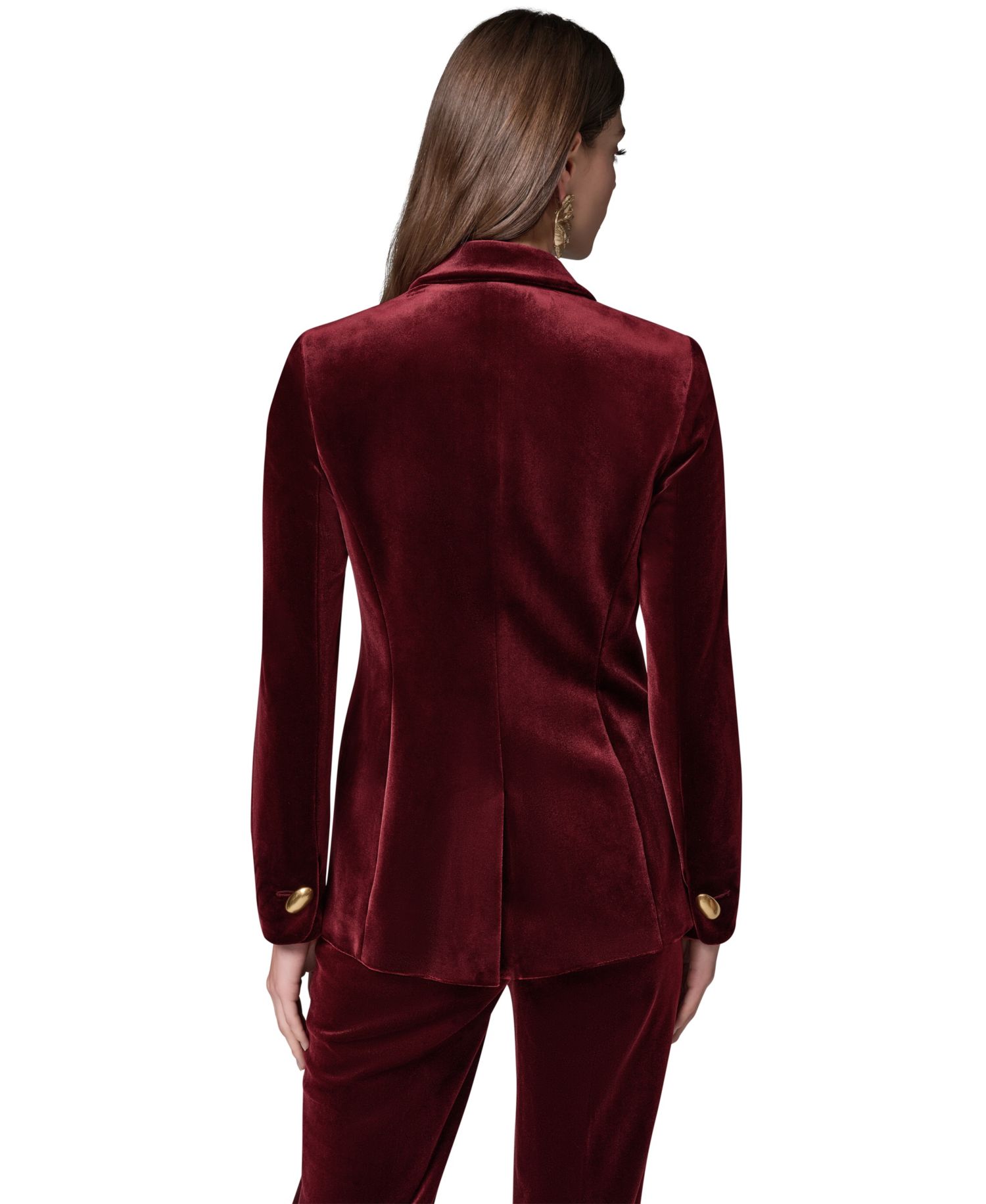 Women's Classic Velvet 1-Button Shoulder-Padded Blazer