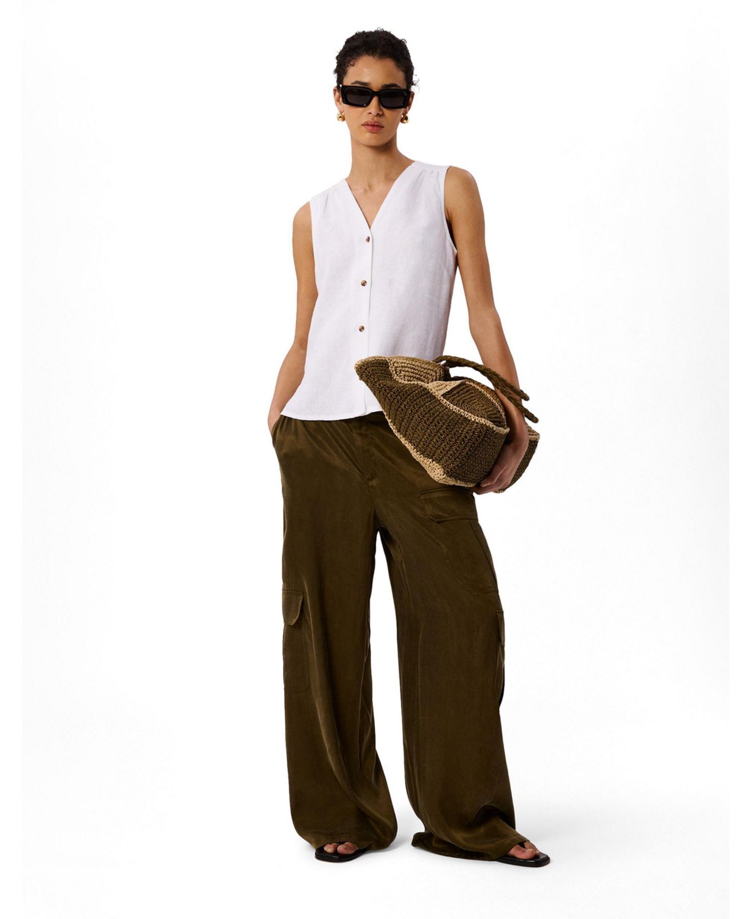 Women's Laura Linen Button-Up Tank Top