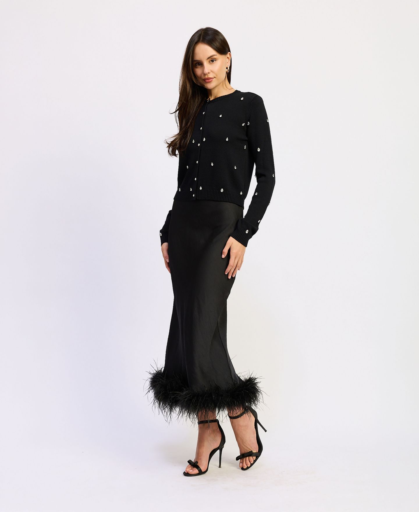 Женская юбка En Saison Vera Midi Satin A-Line High-Waisted, цвет: Бордо — фото 4