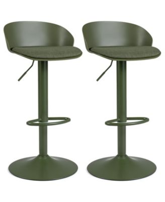 Set of 2 Adjustable Swivel Bar Stools Back and Footrest Loads 330 Lbs Each