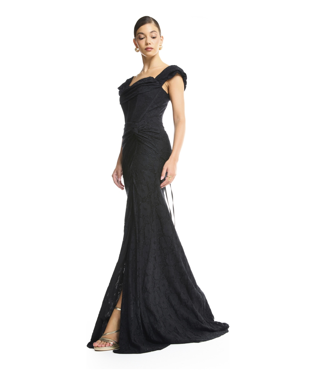 Amri Women's Off-Shoulder Ruched Lace Gown