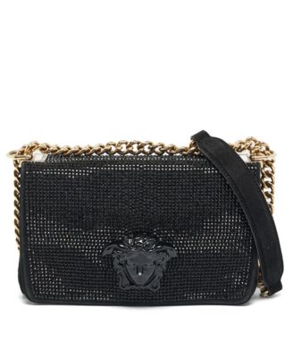 Women's Sultan Medusa Crystal Embellished Suede Shoulder Bag