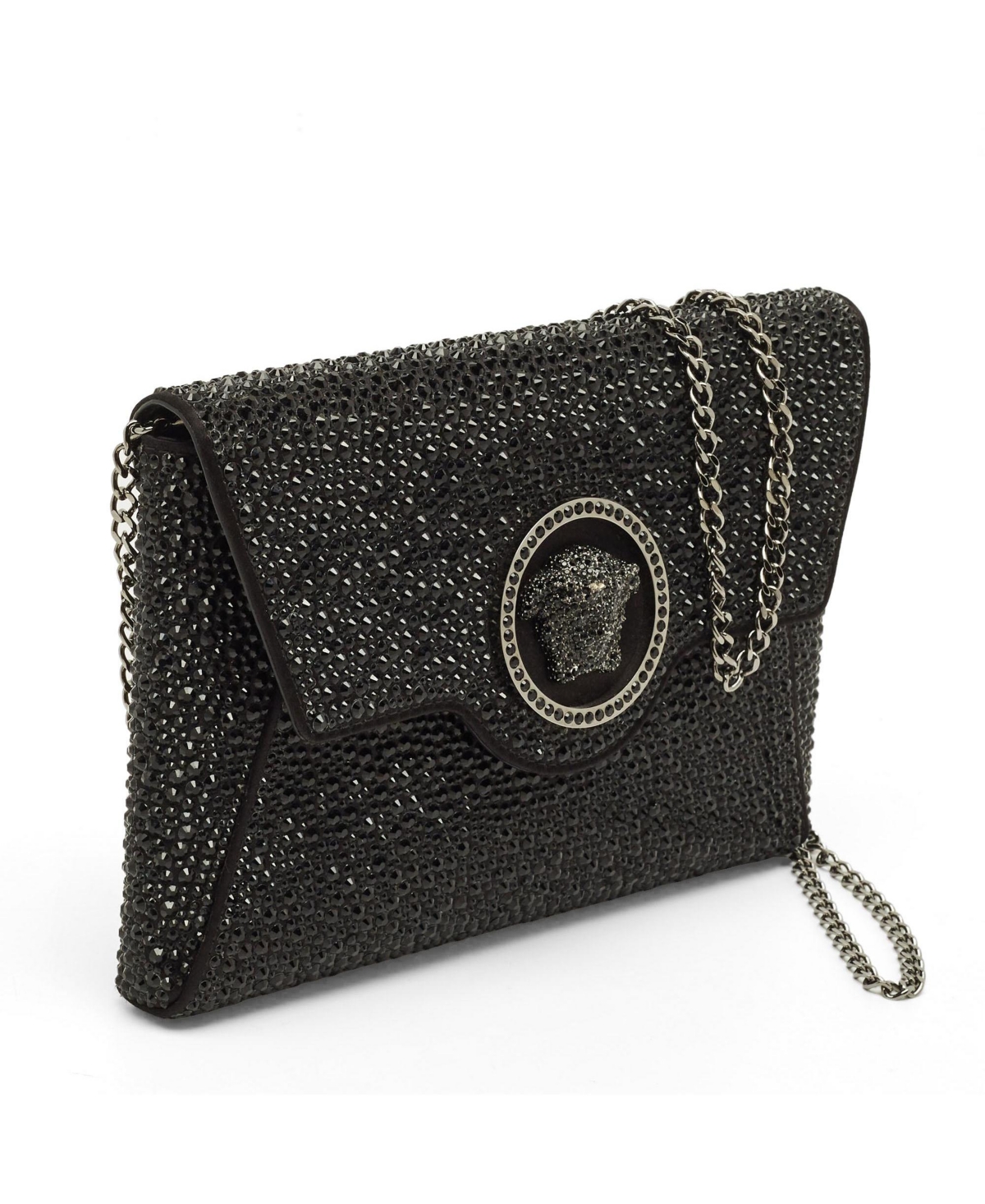 Pre-Owned Versace Women's La Medusa Crystal-Embellished Satin Clutch