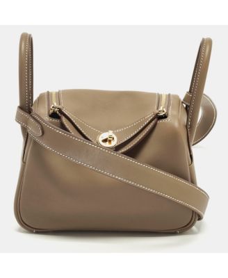 Pre-Owned HERMES Women's Lindy Mini Finish Swift Leather Shoulder Bag