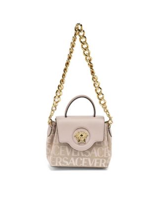 Small La Medusa Jacquard and Leather Top Handle Bag
