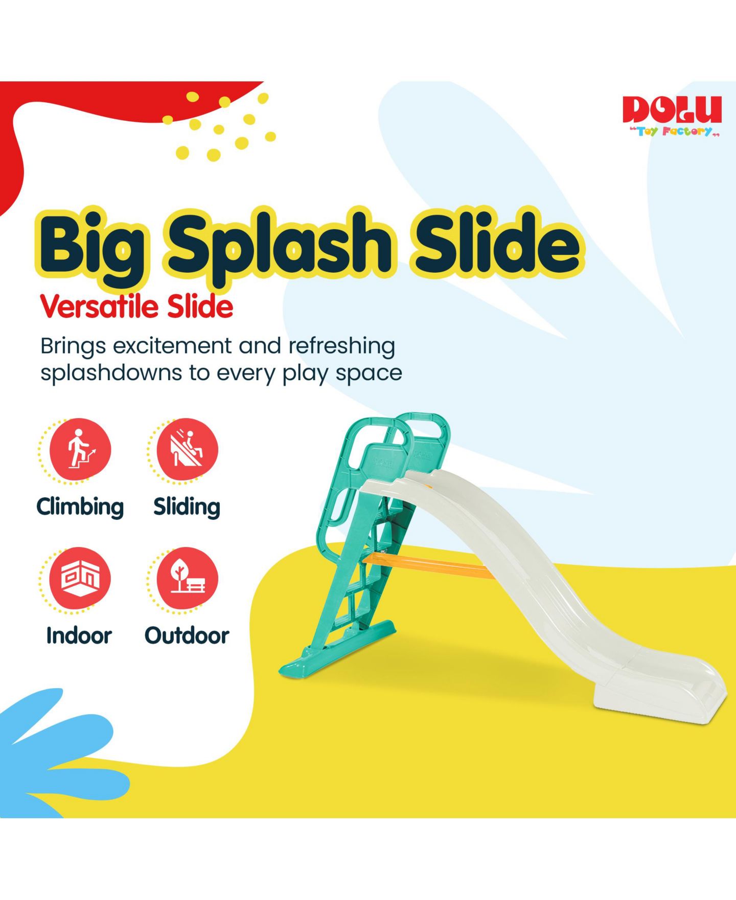 Детская игрушка Dolu Big Splash Slide for Indoor or Outdoor Use with Water Connection Feature, цвет: Белый — фото 2