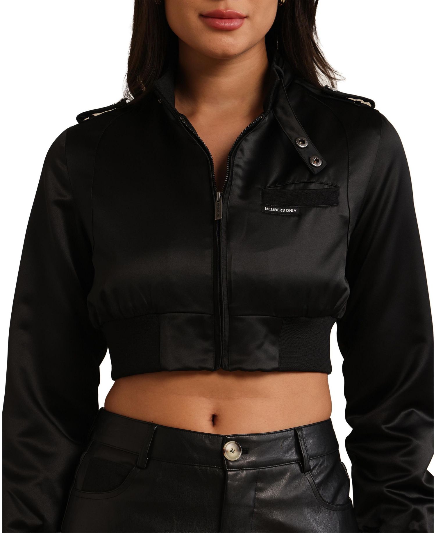 Women's Iconic Racer Cropped Satin Jacket
