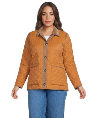 Plus Size Print Reversible Barn Quilted Insulated Jacket