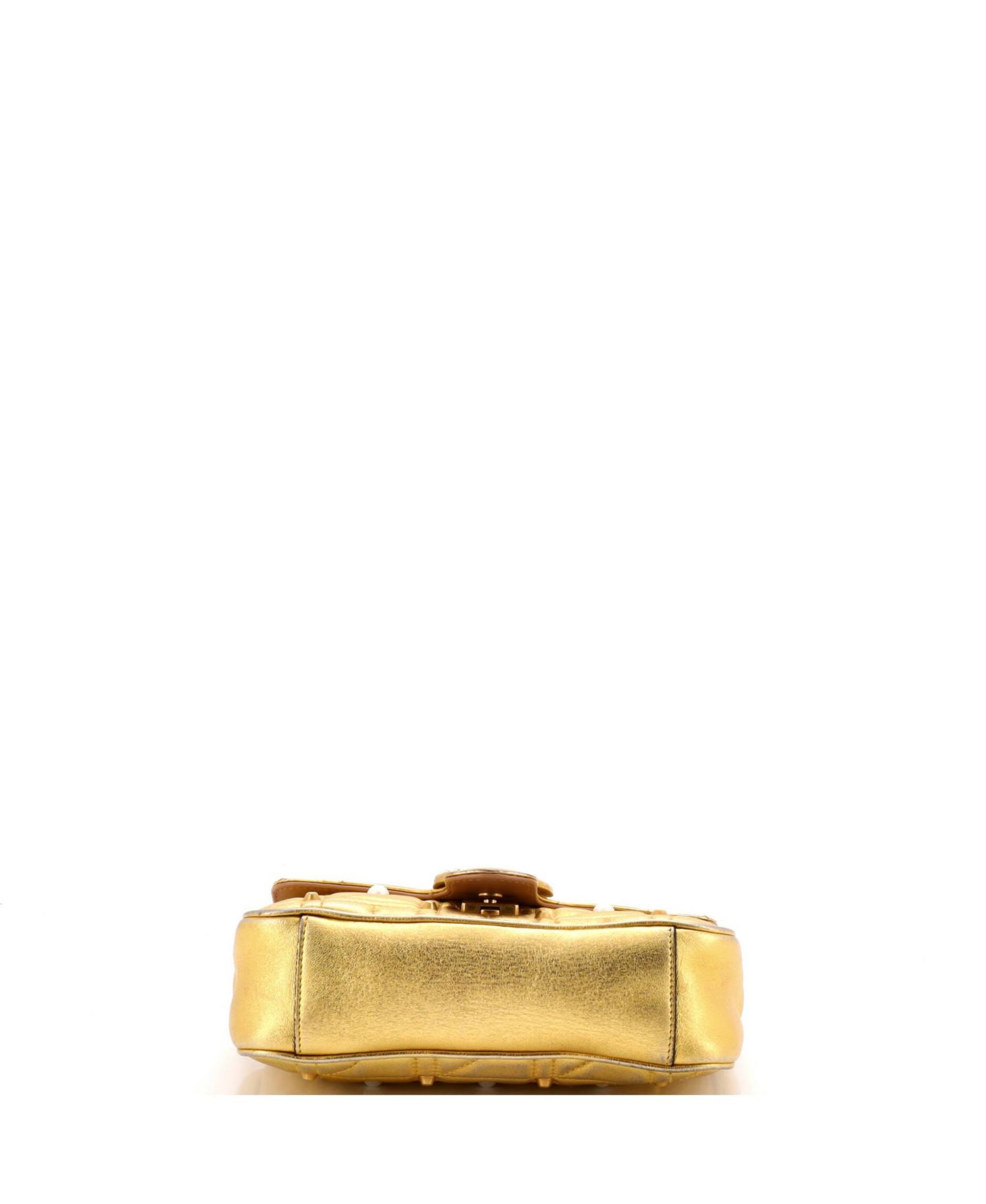 Mini Pearly GG Marmont Flap Bag Embellished Matelasse Leather