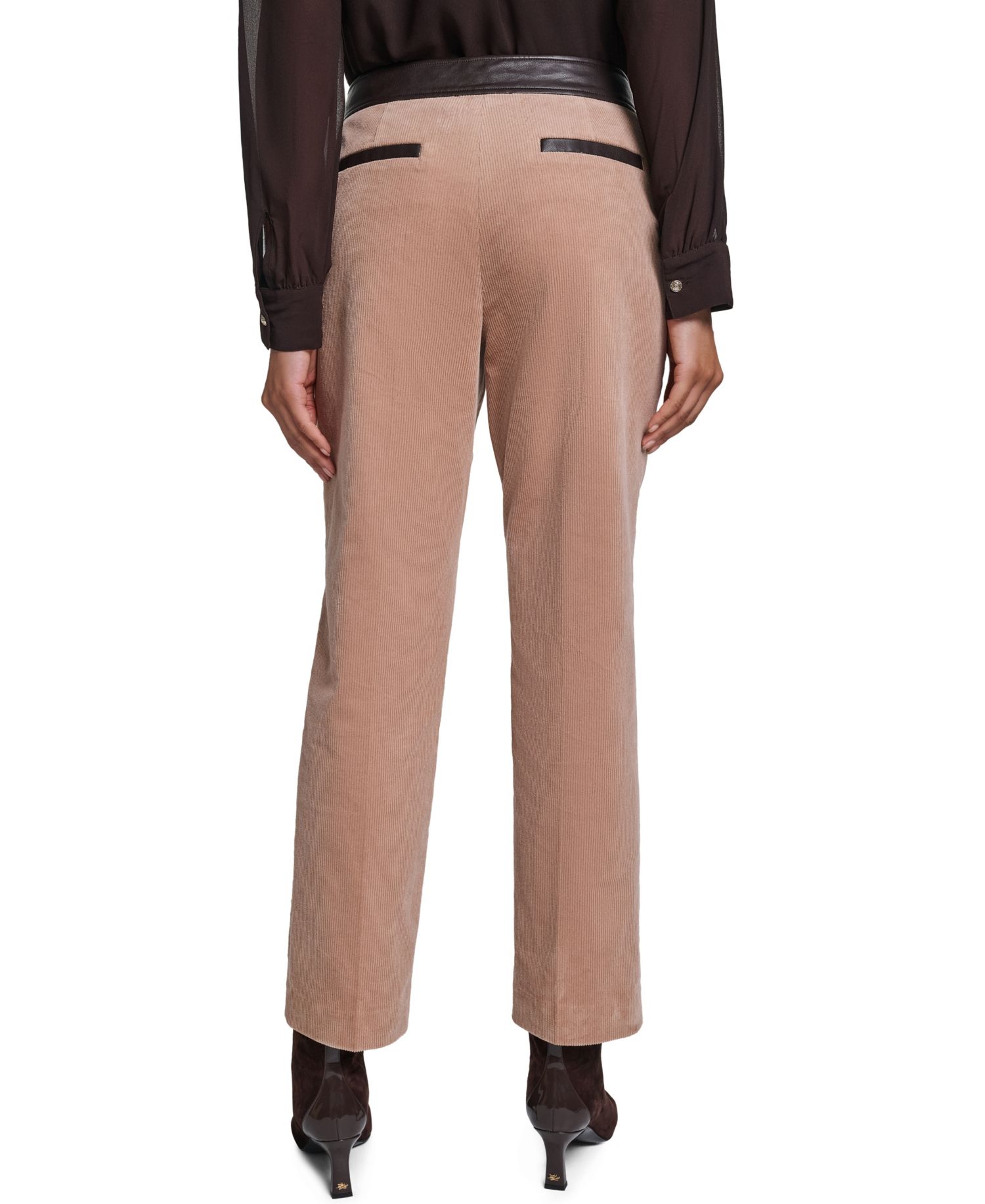 Petite High-Waist Straight Corduroy Pants