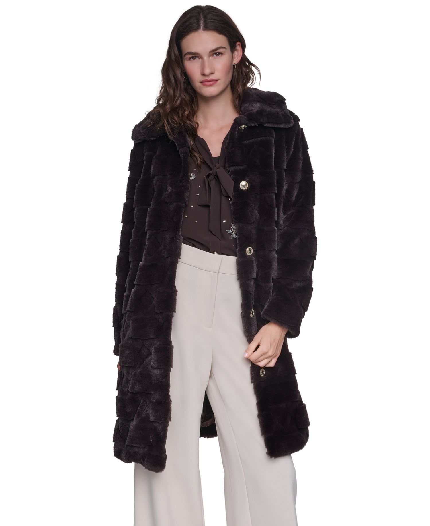 Women's Teddy Faux Fur Mid Length Coat