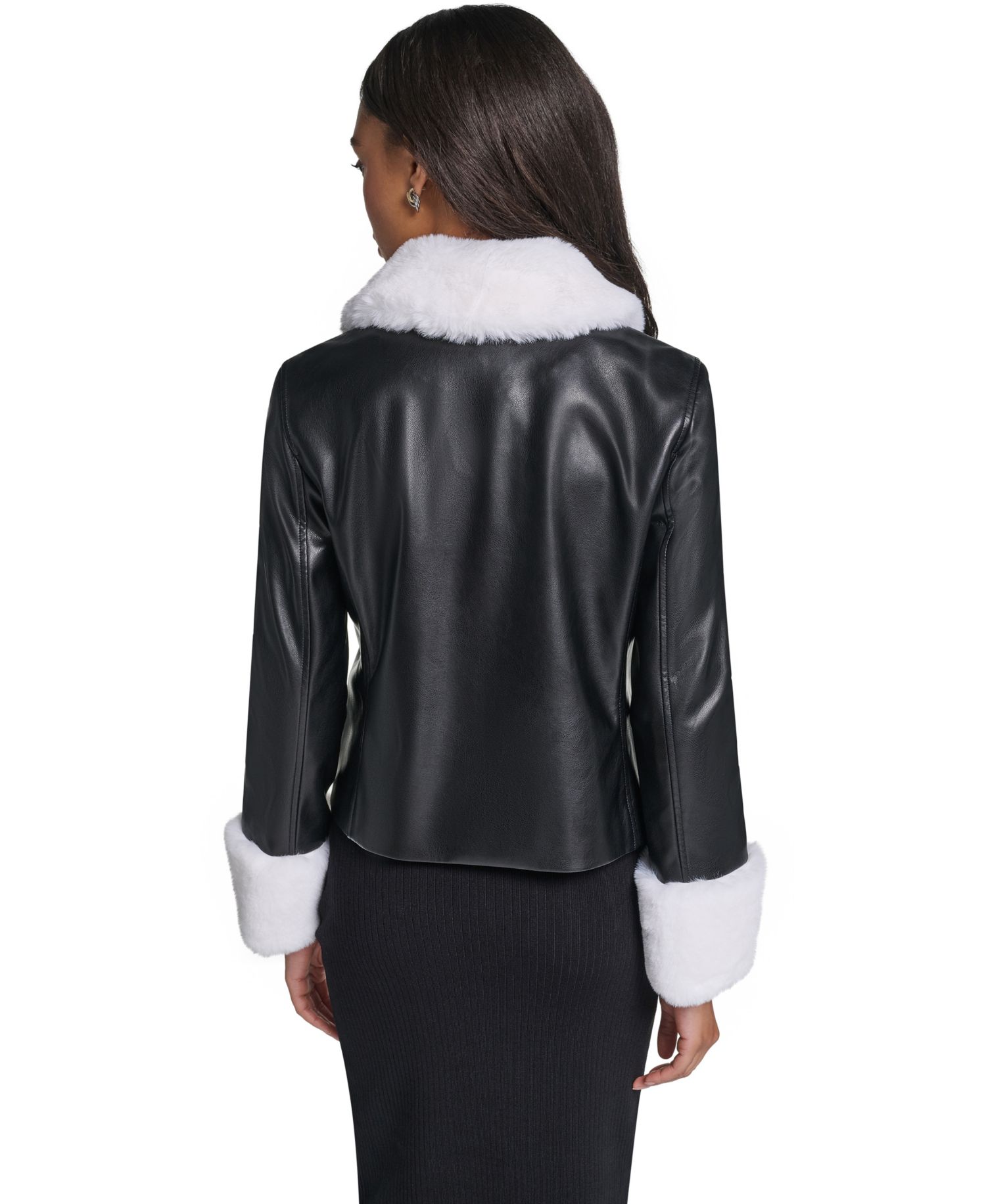 Women's Faux Fur Collar Double-Breasted Jacket