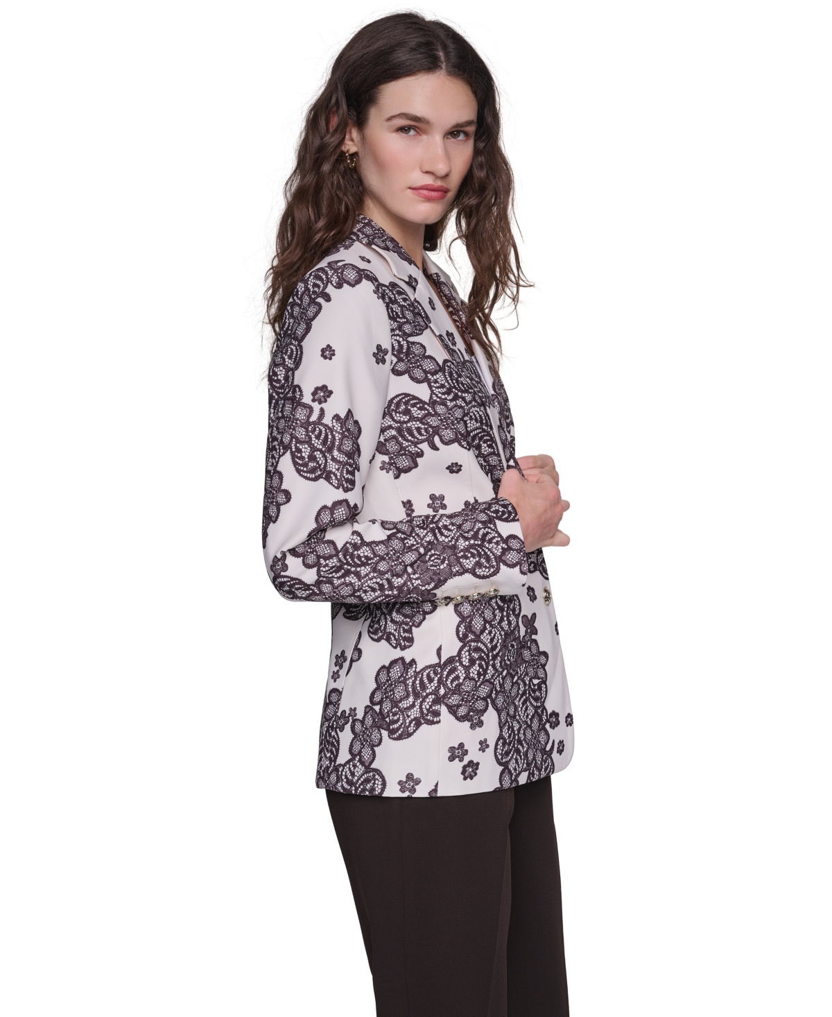 Karl Lagerfeld Paris Women's Floral-Print Lace Blazer