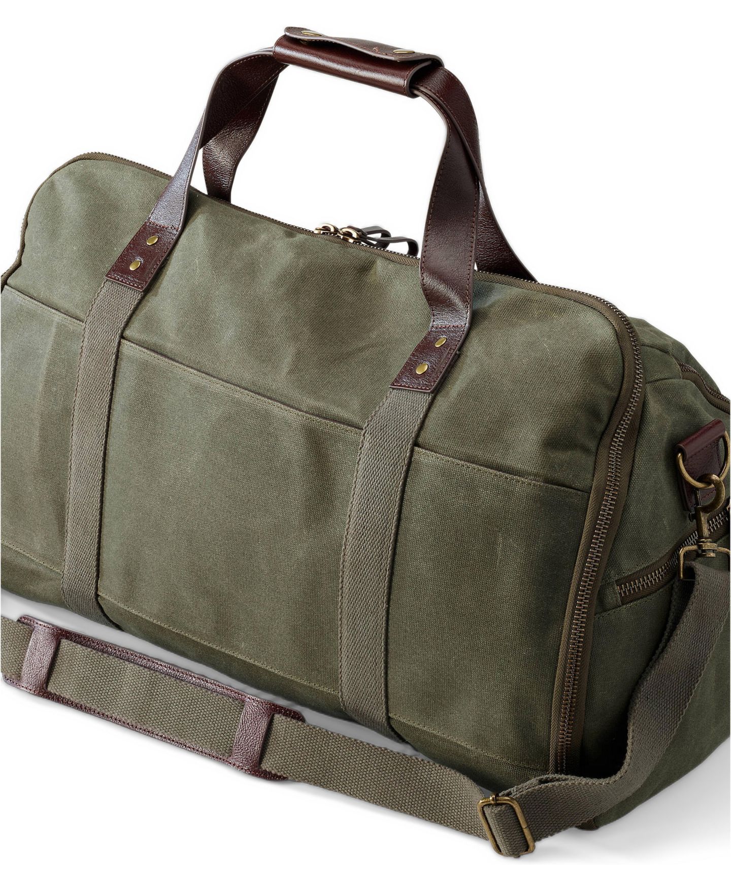 Сумка Lands' End Waxed Canvas Convertible Garment Duffle, цвет: Оливковый зелёный — фото 2