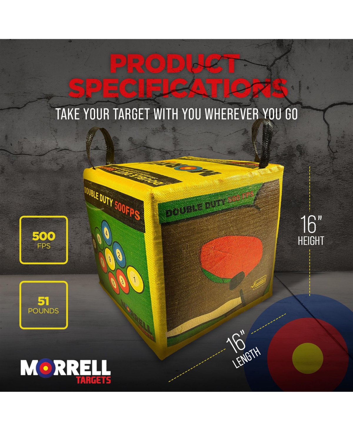 Morrell Targets 4-Sided Archery Target, Field Point Shooting Bag, Double Duty