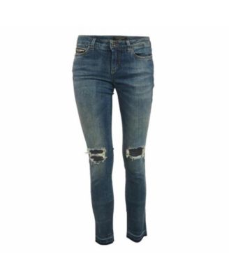 Women's Logo Applique Denim Ripped Jeans