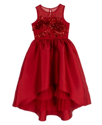 Girls' 7-16 Hi-Low Sequin-Embellished Fit & Flare Dress