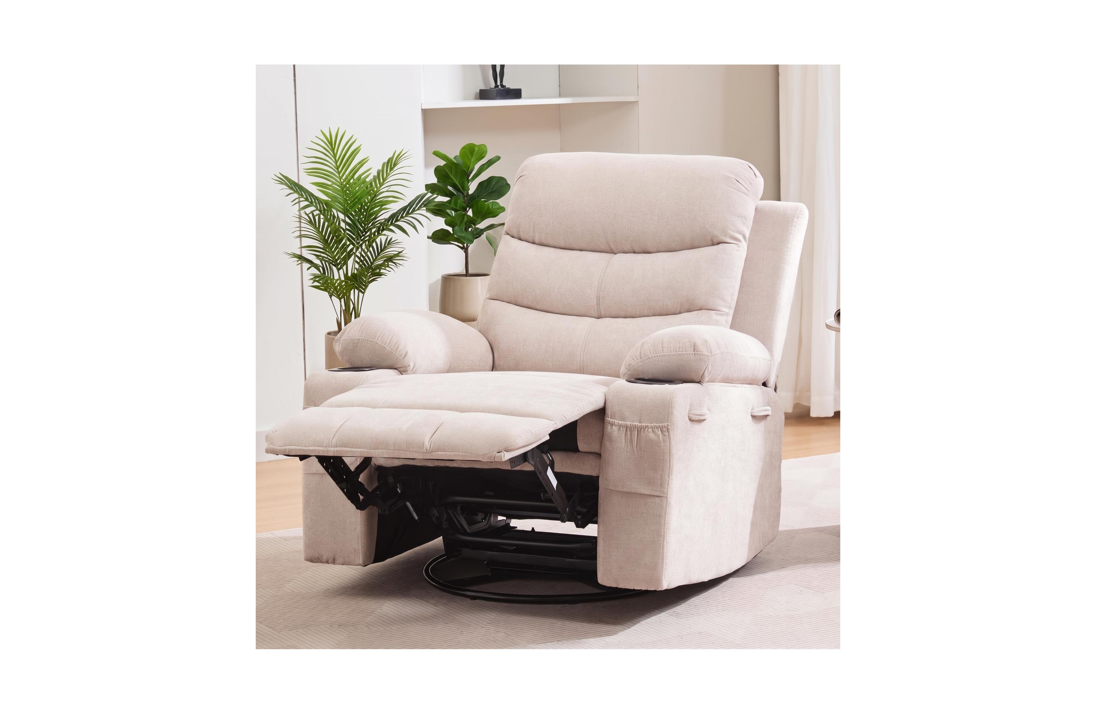 homfan Oversized Swivel Recliner With Massage And Heat, 360 degrees) Rocking Recliner For Big And Tall, Wide Seat, Ergonomic Sofa, Supports 400 Lbs