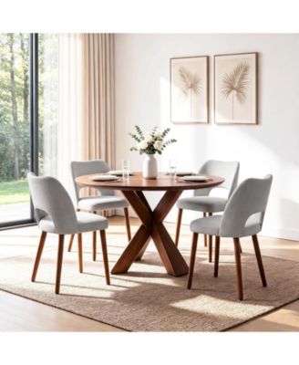 Modern Dining Chairs Set of 4, Kitchen Chairs with Hollow Back, Solid Wood Legs, Easy Assembly, Farmhouse Style for Kitchen and Dining Room