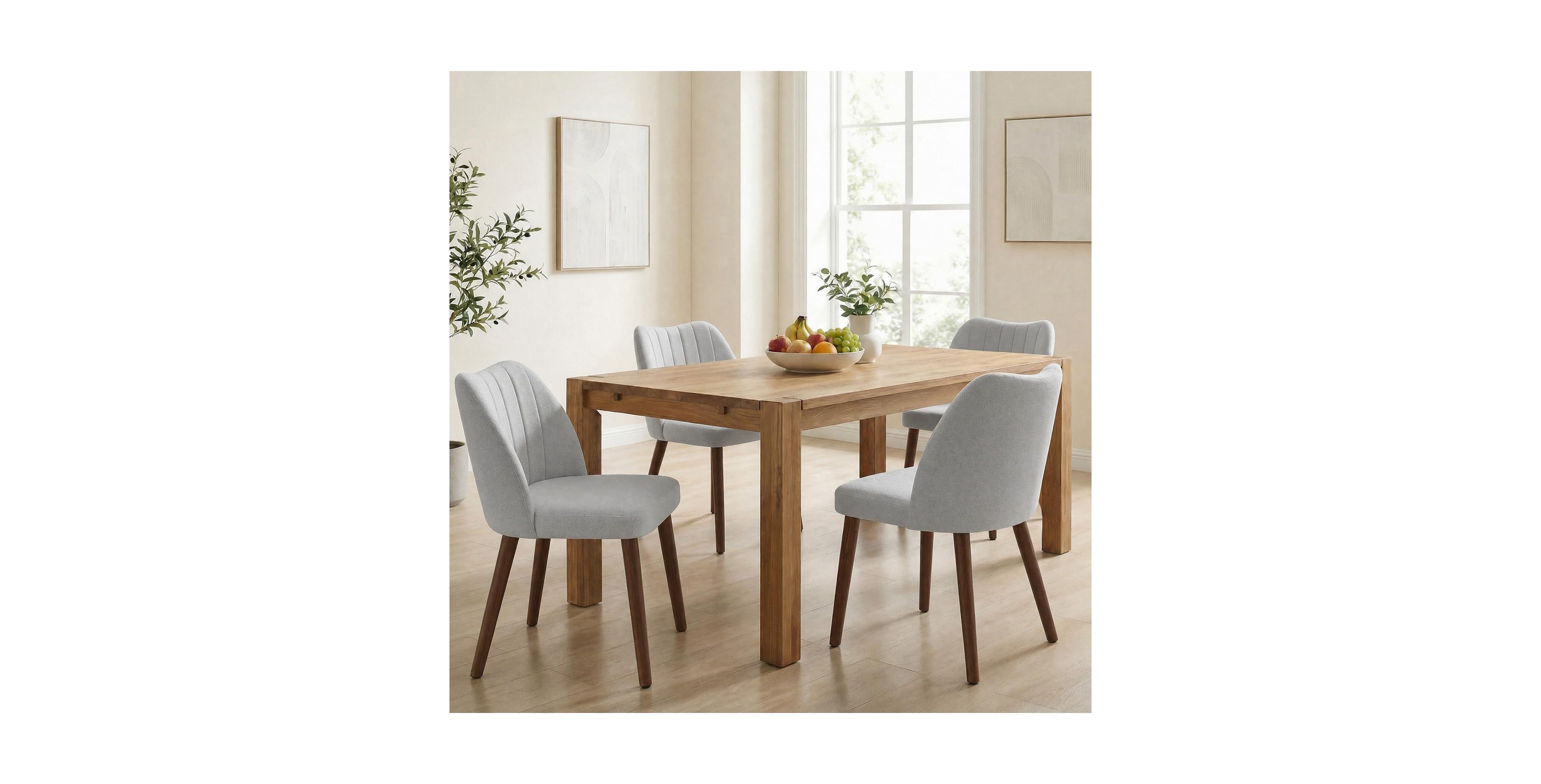 homfan Modern Dining Chairs Sets of 4 with Curved Wooden Legs, Upholstered Armless Kitchen Chair with Padded Cushioned Seat for Kitchen Dining Room