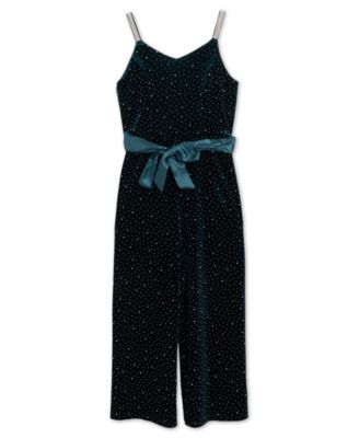 Girls' 7-16 Sleeveless Wide-Leg Shimmering Jumpsuit