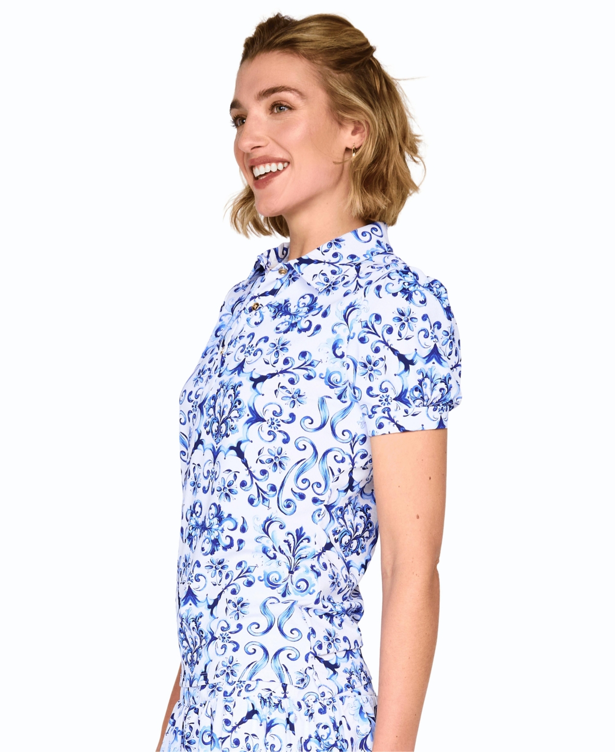 G Lifestyle Clothing Women's Golf Hand-Painted Puffy Short-Sleeve Polo Shirt