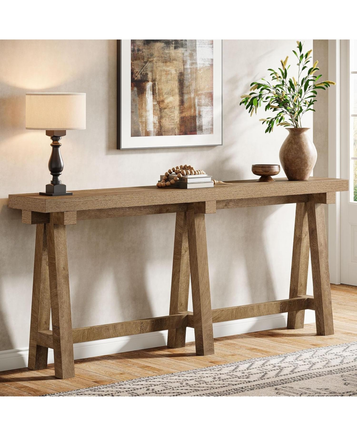 Tribesigns 70.9" Extra Long Farmhouse Console Table, Wooden Sofa Table with Storage, Narrow Entryway Furniture for Hallway, Foyer and Entry