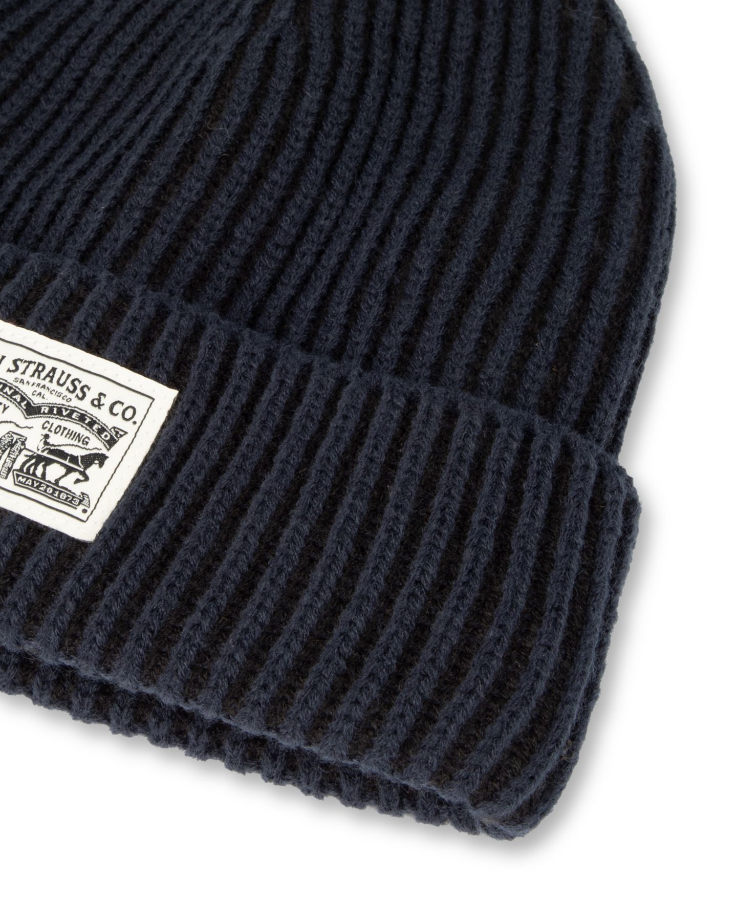 Мужские комплекты Levi's Fleece-Lined Rib-Knit Beanie & Gloves, 2-Piece Set, цвет: Тёмно-синий — фото 5