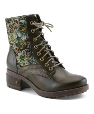 L`Artiste Women's Marty-flow Women's Lace-up Boots with Tapestry Detail