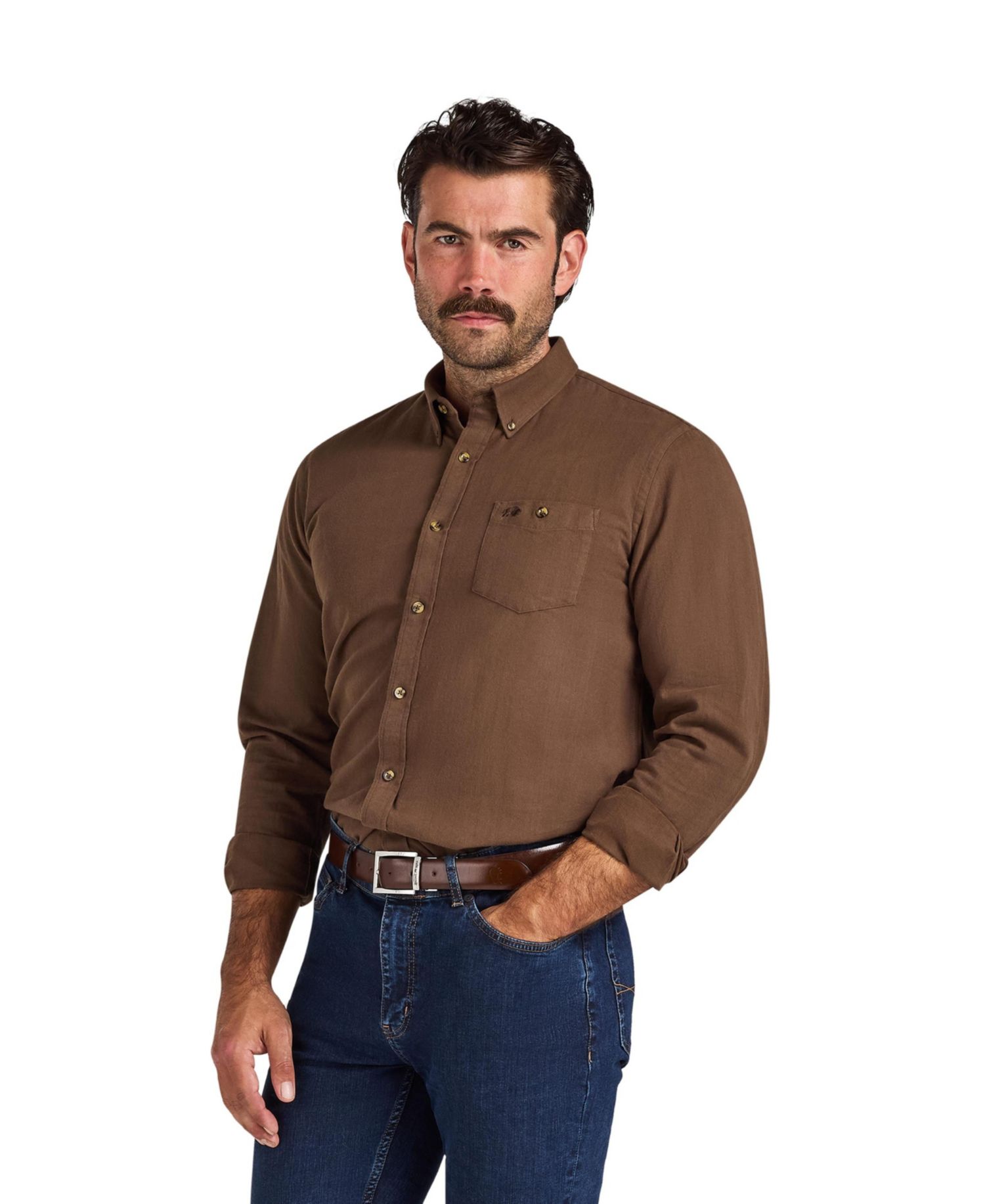 Men's Big & Tall Long Sleeve Brushed-Herringbone Shirt