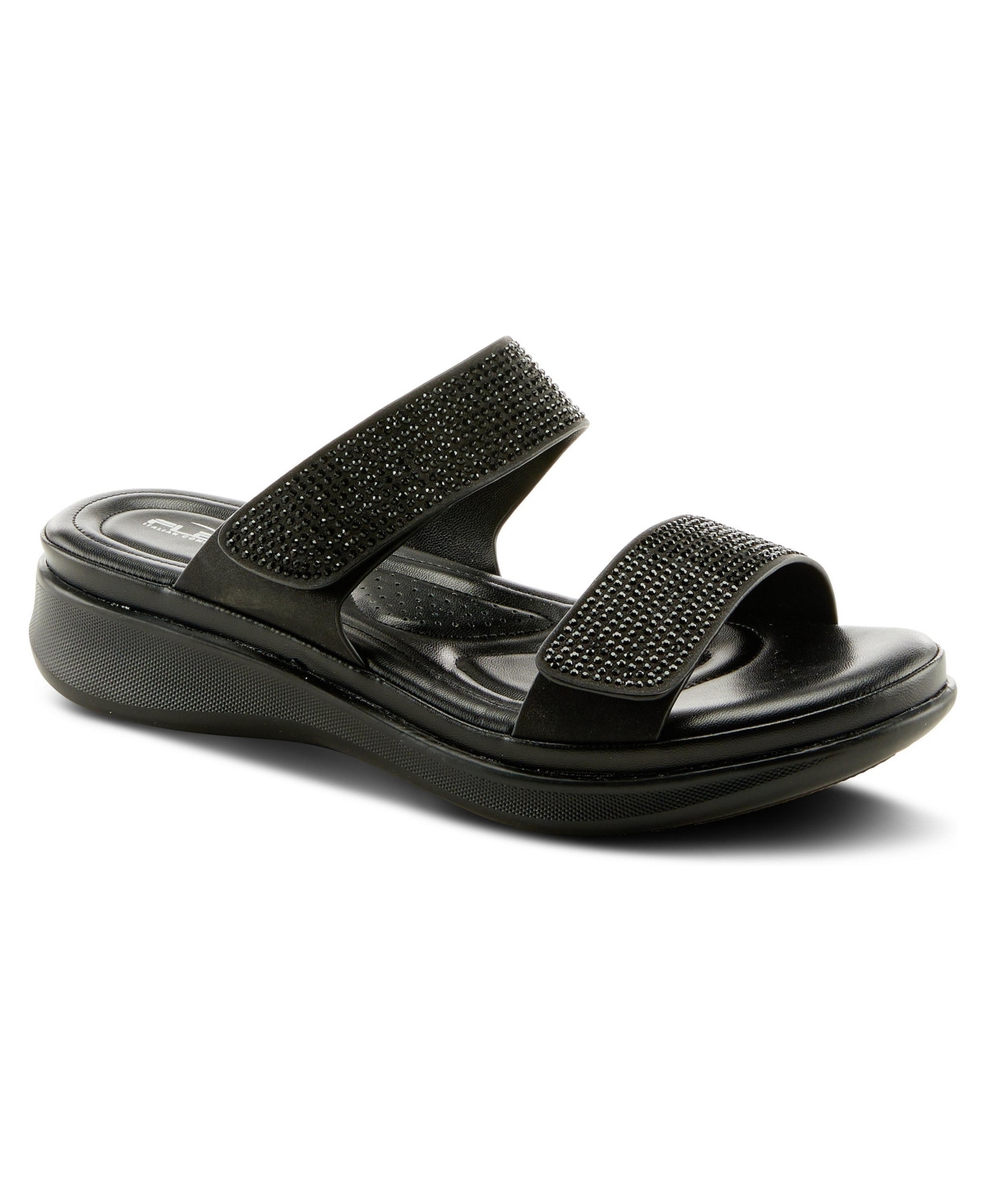 Flexus Women's Slide with Adjustable Cushioned Strap - Black