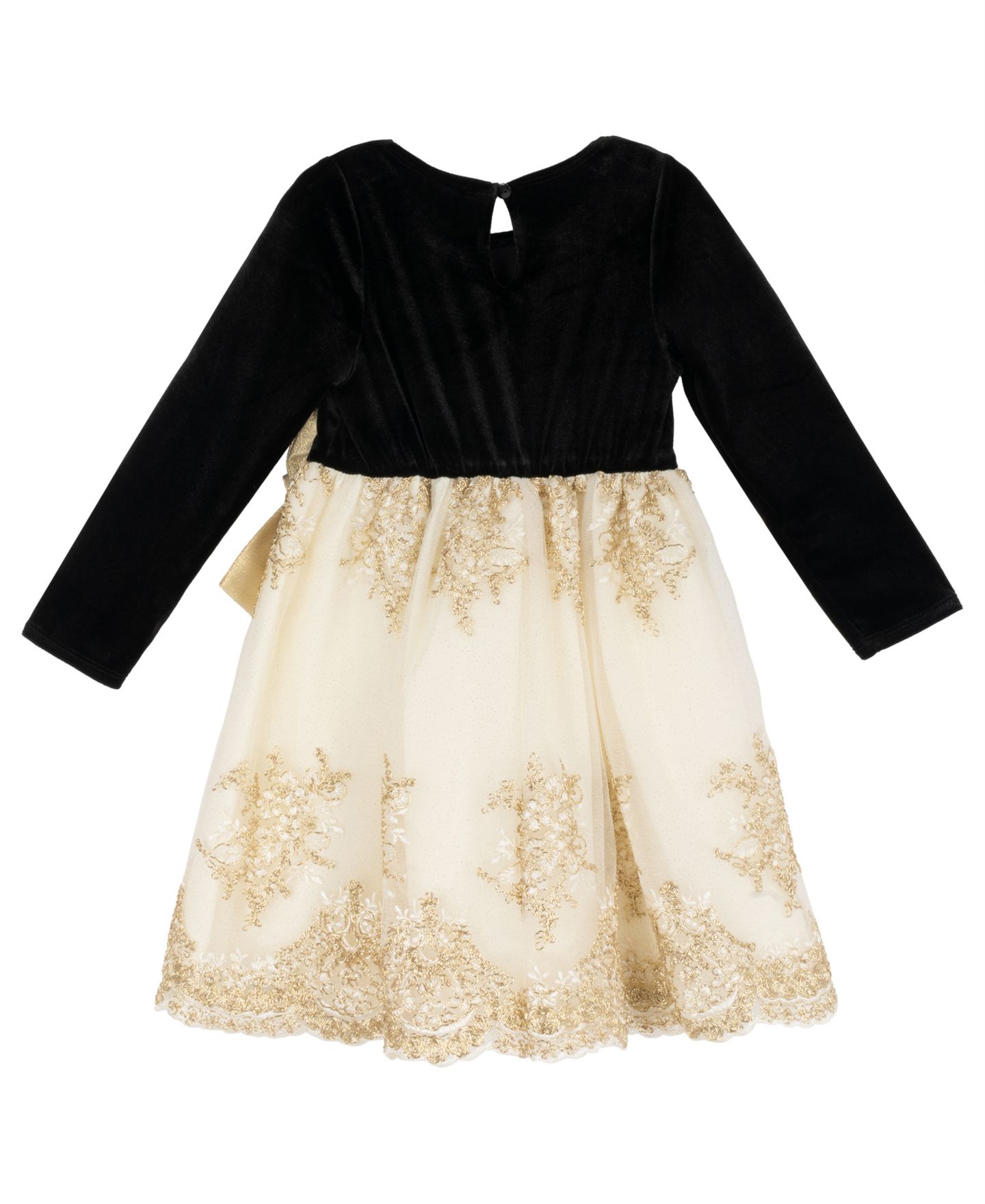 Платье Rare Editions Velvet Long-Sleeve Fit & Flare Dress для девочек, цвет: Чёрный / Молочный — фото 2