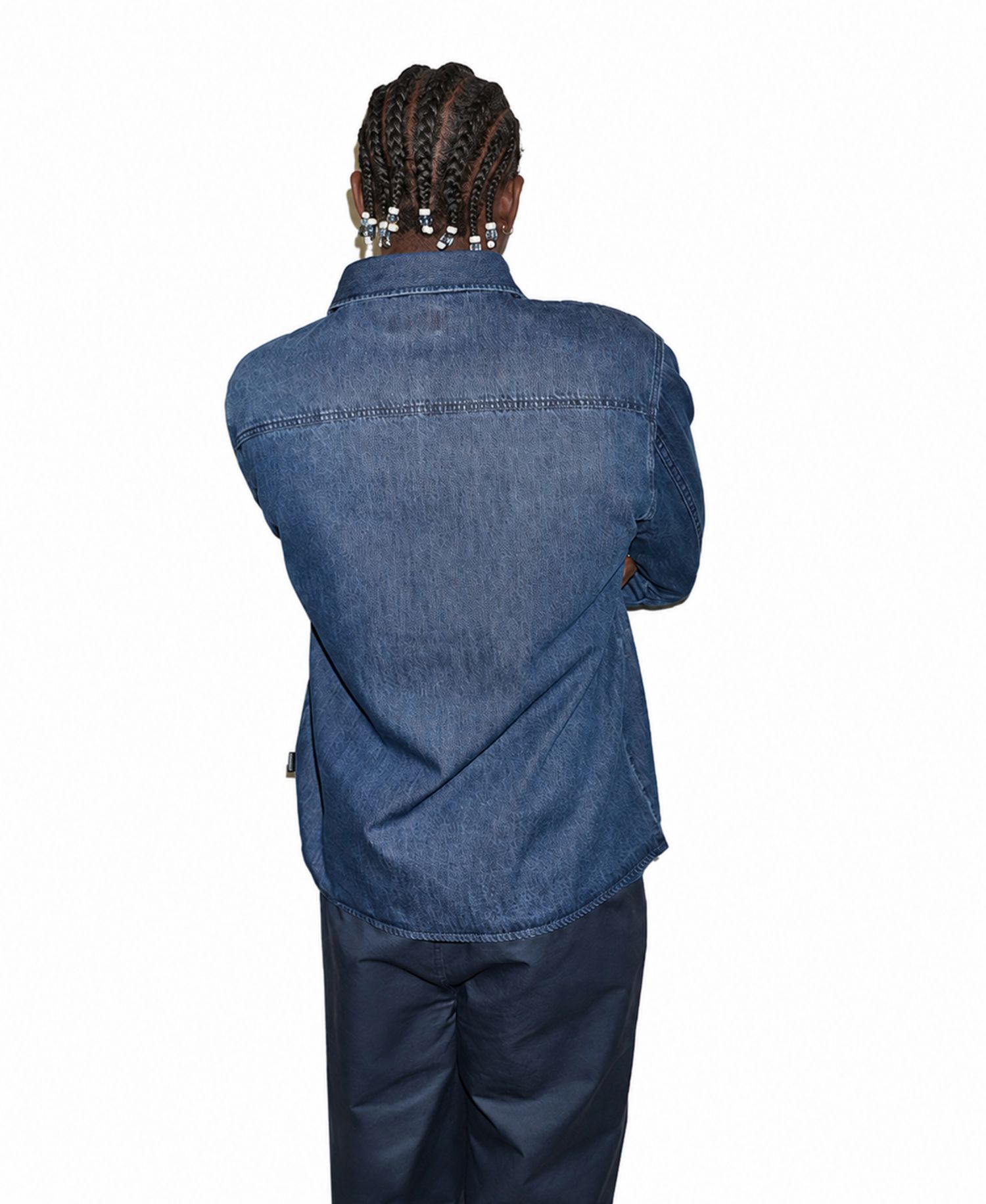 Men's Denim Long-Sleeve Button-Down Shirt