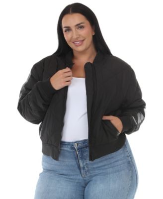 Plus Size Women's Quilted-Lightweight Bomber Jacket