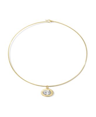 Bezel Set East-West Cz Oval and Thin Collar Necklace