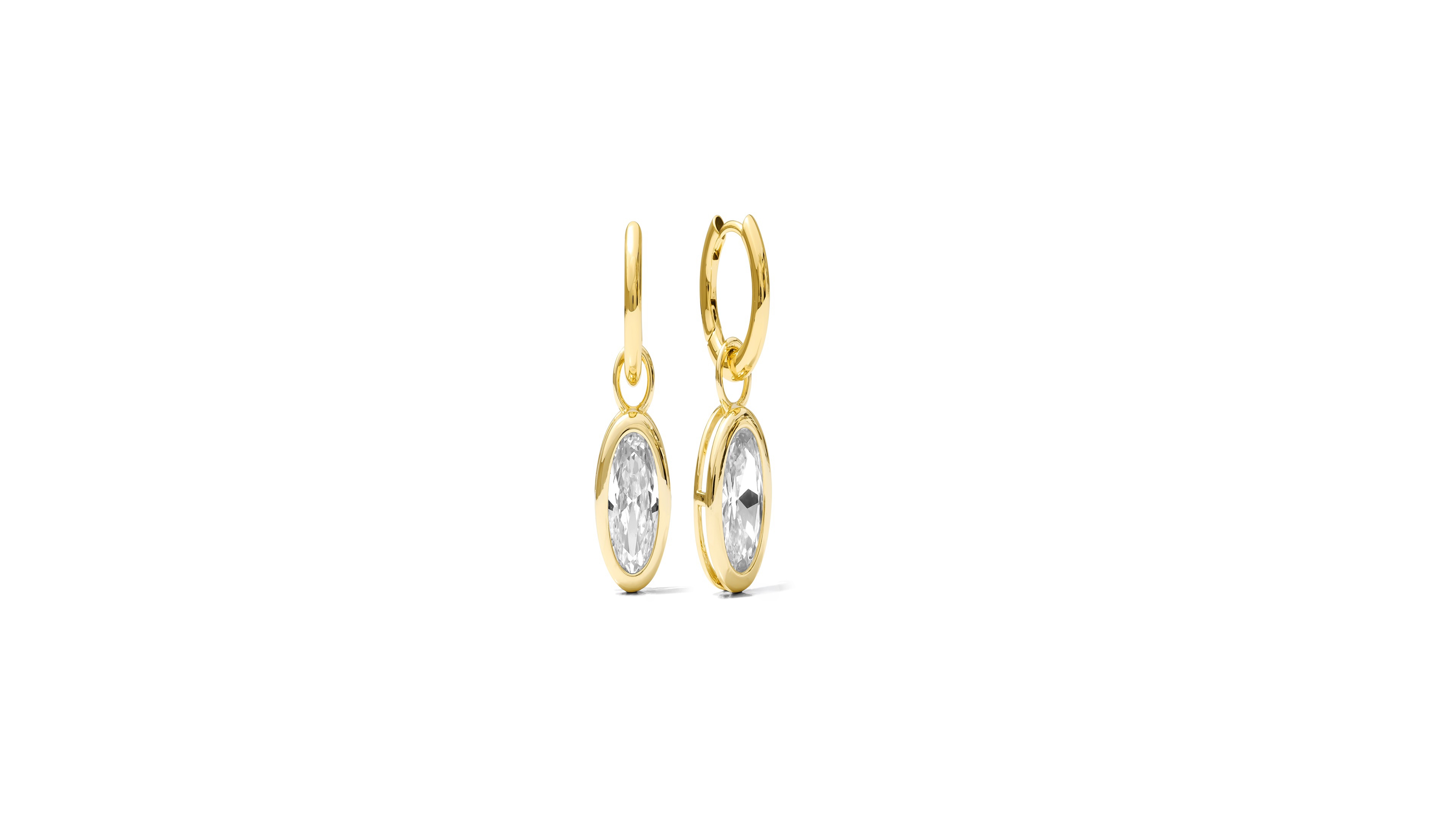 Alv Jewels Oval Charm on Gold Finish Hoops Earrings