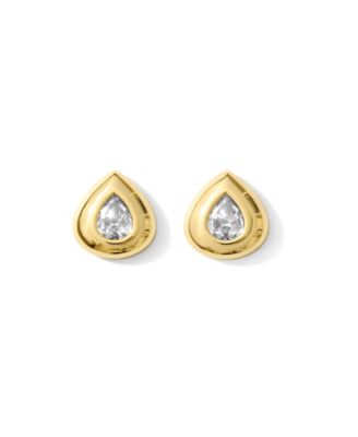Gold Finish Drop Crystal Stud Earrings