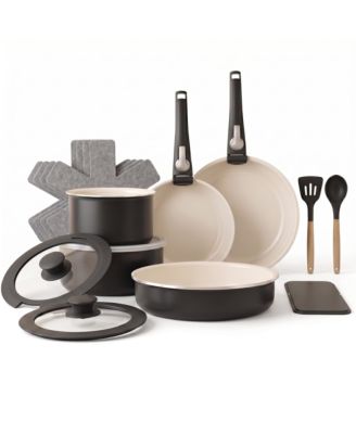 18 Piece Ceramic Nonstick Detachable Handle Cookware Set
