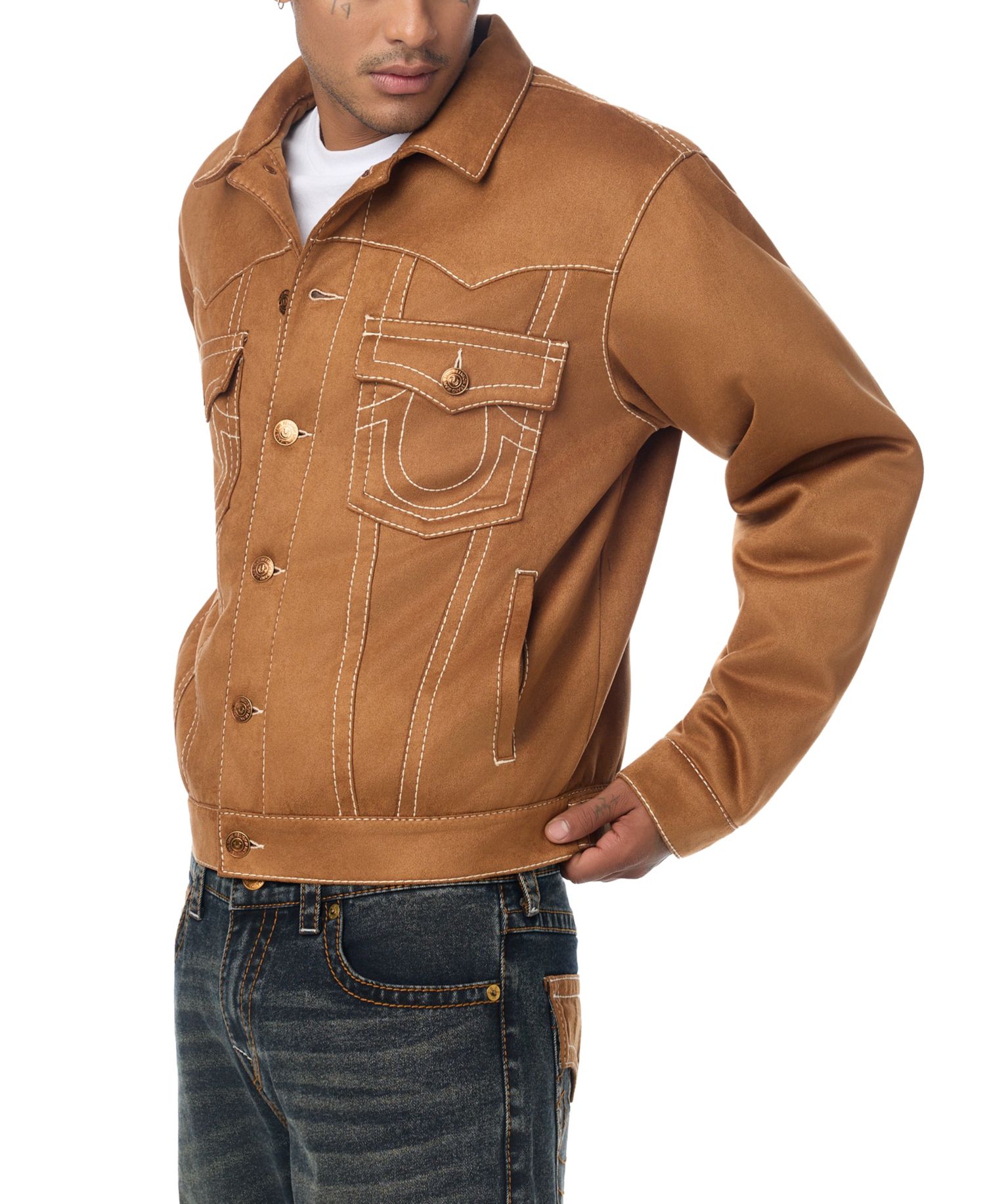 Men's Jimmy Oversized Suede Trucker Jacket