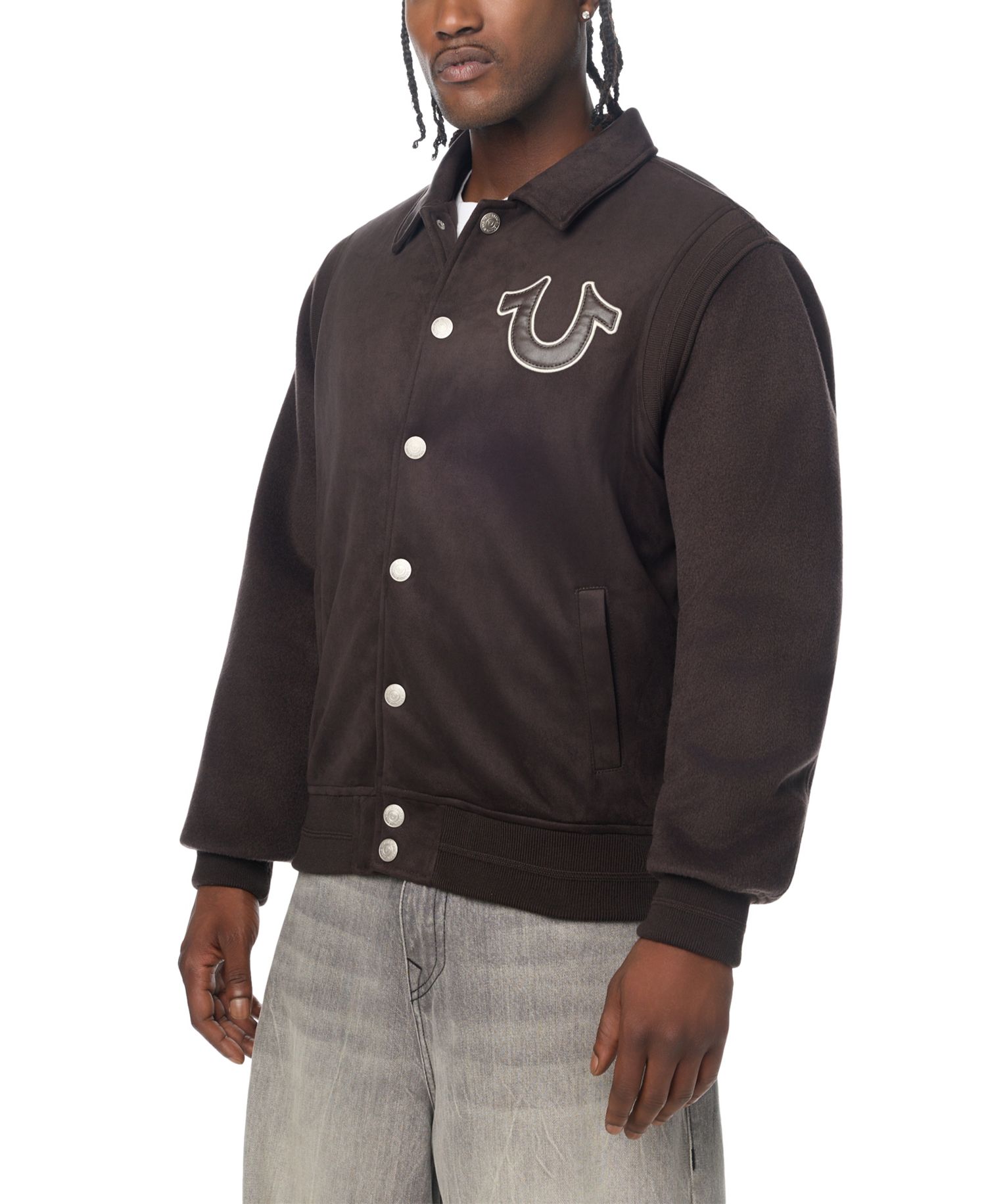 Men's Logo Faux-Suede Regular-Fit Bomber Jacket