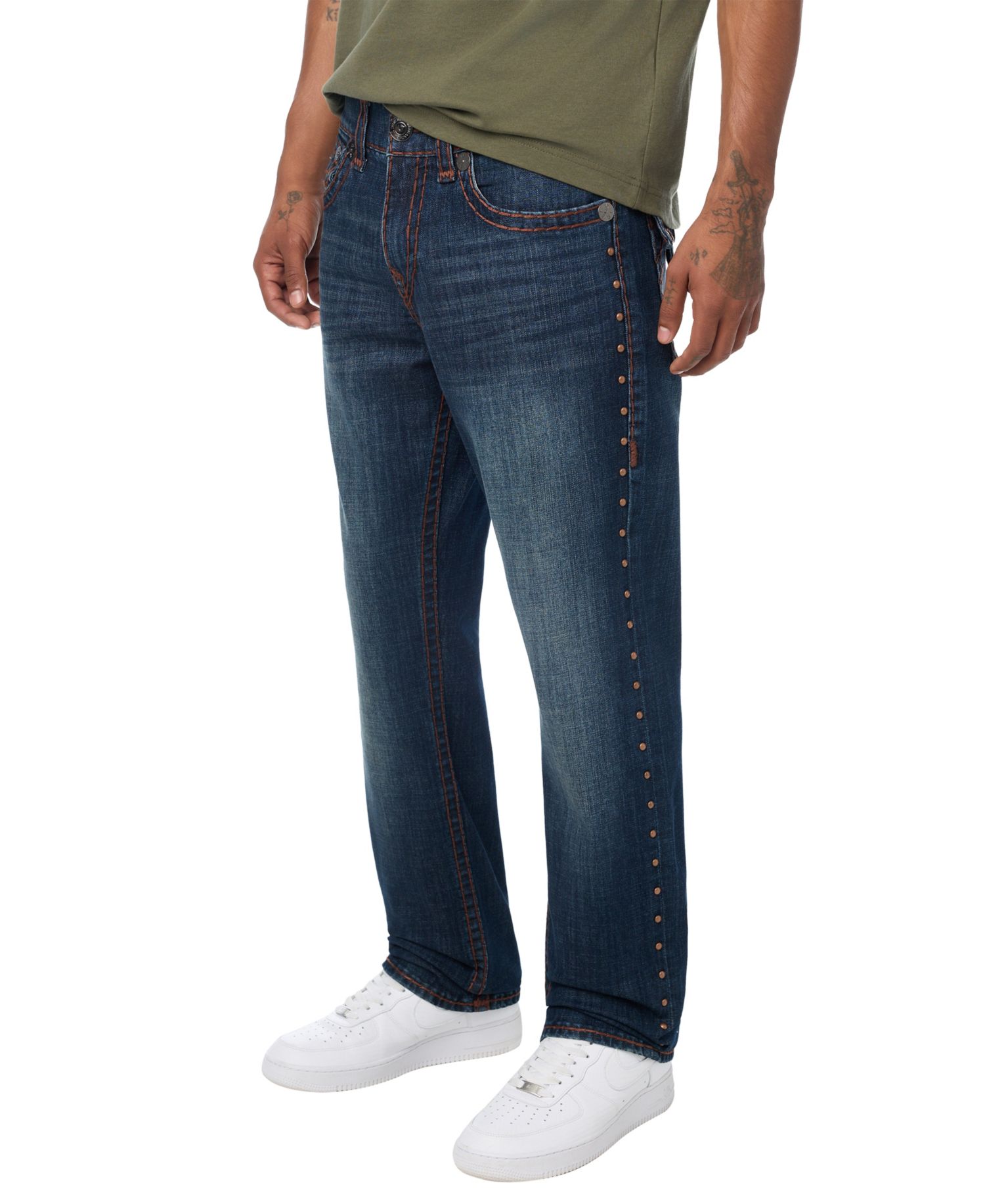 Men's Ricky Studded Straight-Leg Flap-Pocket Jeans
