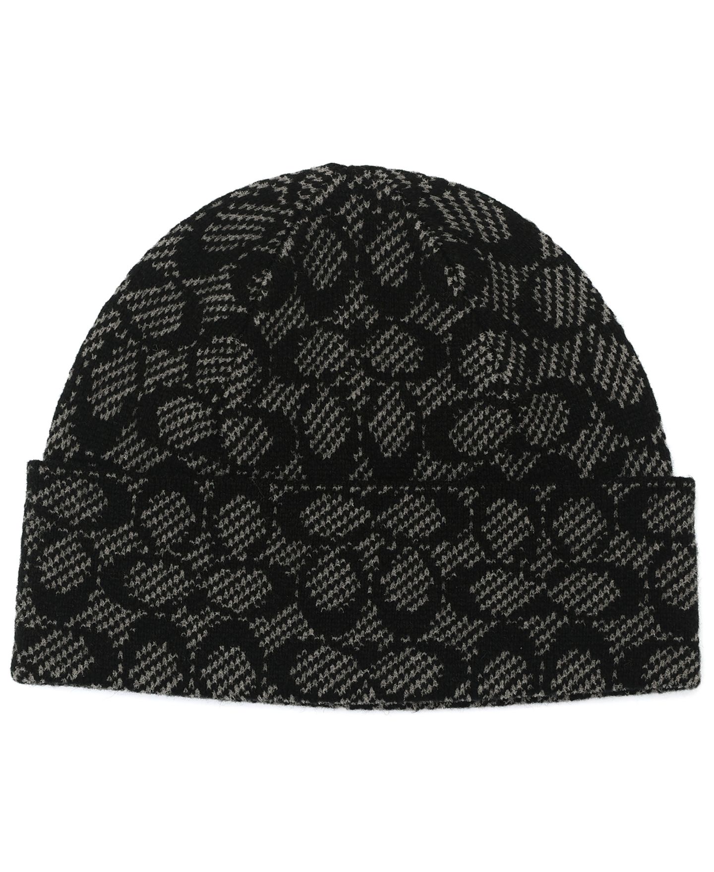 Мужская шапка COACH Merino Wool-Blend Signature C Twill Beanie, цвет: Чёрный разноцветный — фото 2