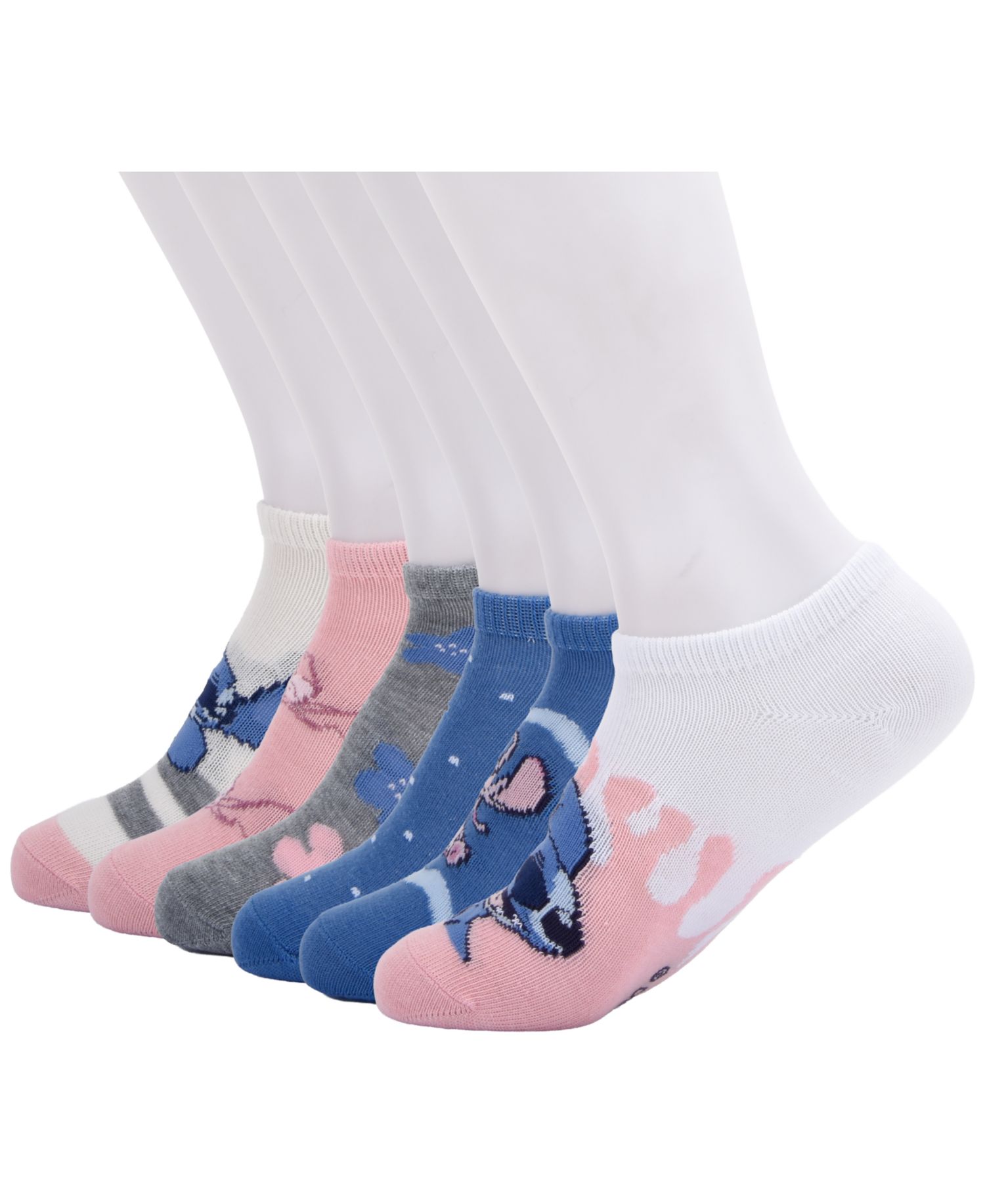 Girls' 4-8 Stitch No Show Socks, 6-Pack