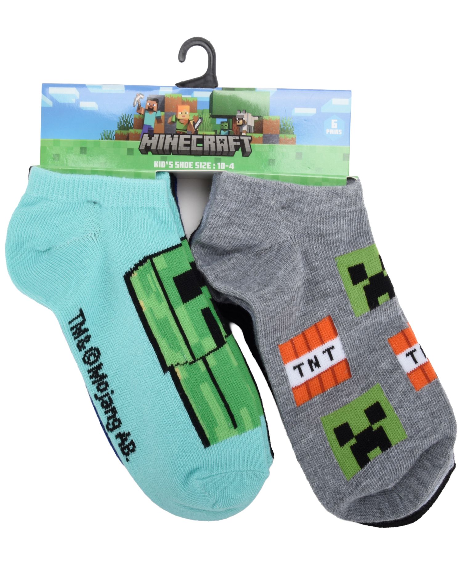 Boys' 4-20 Minecraft No Show Socks, 6-Pack
