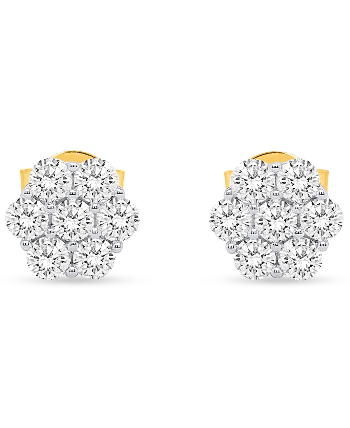 Forever Grown Diamonds Lab-Grown Diamond Cluster Stud Earrings (1 ct. t.w.) Sterling Silver (Also Available & 14k Gold Plated)