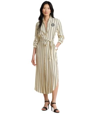 Women's Striped Jacquard Midi Shirt Dress