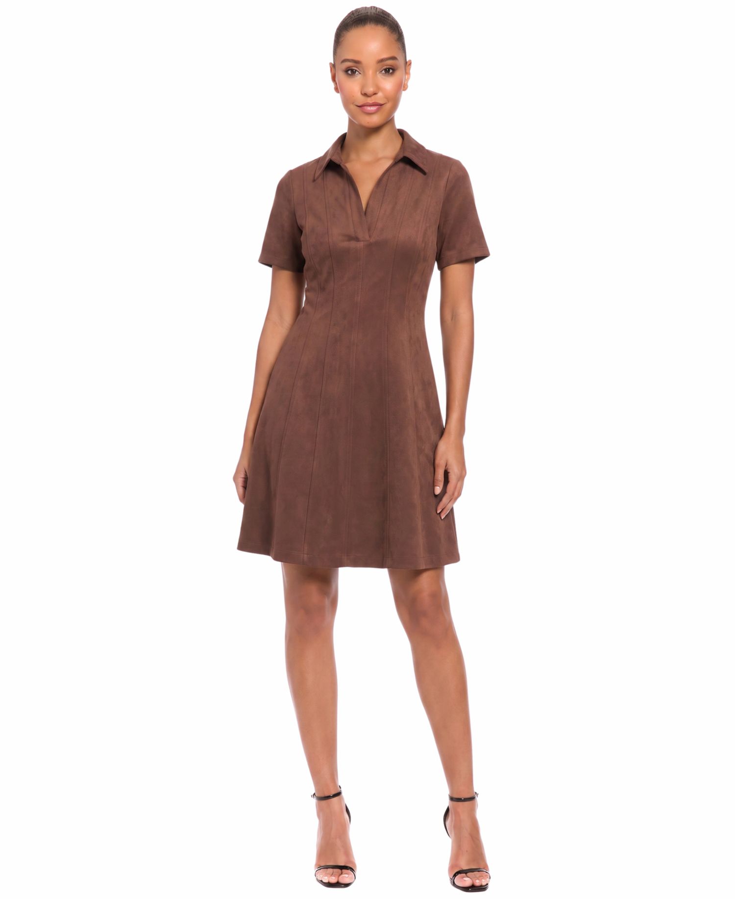 Women's Fit and Flare Short-Sleeve V-Neck Mini Dress