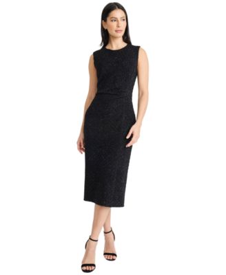 Women's Sleeveless Cowl Neck Sheath Midi Dress